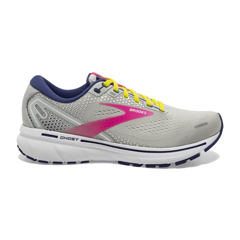 Brooks Women's Ghost 14 Cushioned Road Running Shoes - Grey/Pink/Sulphur Spring (SPOW96538)